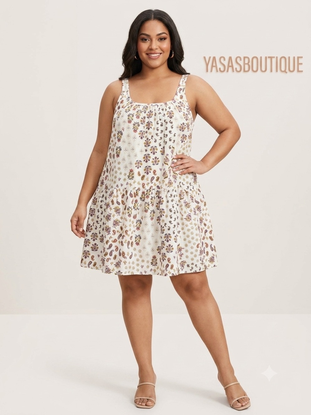Old Navy Cream Floral Tiered Midi Dress